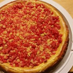 A picture of Strawberry shortcake cheesecake.