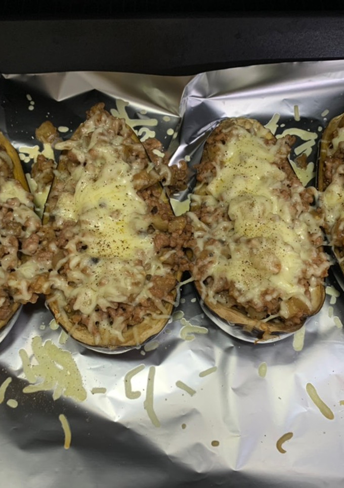 Una foto de Berenjenas rellenas de carne