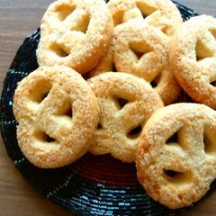 Eggless coconut cookies A picture of Eggless coconut cookies.