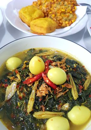 Foto resep Daun Singkong Teri dan Telur Puyuh