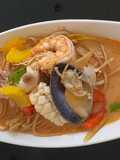 Creamy Tom Yum Linguine Seafood