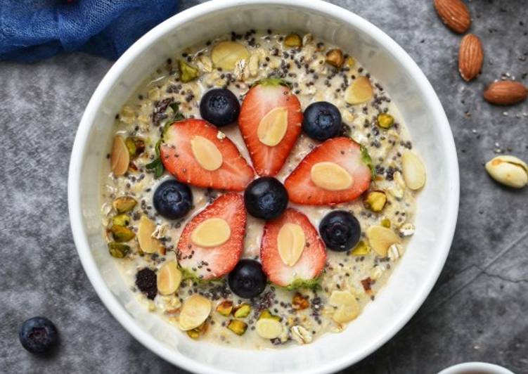 Cara Mudah Buat Overnight Oats Chia with Berries and Nuts#PinkBoxCereal yang Murah