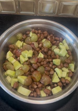 A picture of Cucumber Peanut Salad with Grapes.