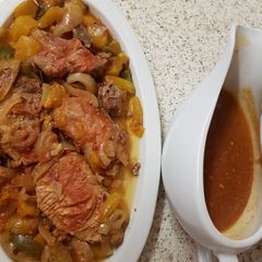 A picture of Pork Medallions in a sweet n sour Mango & Chilli Sauce 😀.