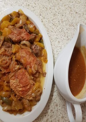 A picture of Pork Medallions in a sweet n sour Mango & Chilli Sauce 😀.