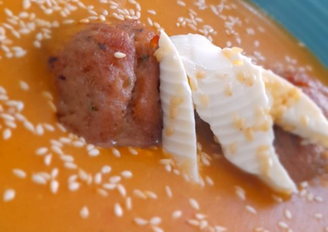 Crema de zapallo y albóndigas de pavo