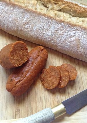 Una foto de Chorizo vegano de soja