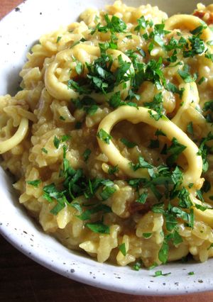 A picture of Curry Flavoured Squid Sloppy Rice.