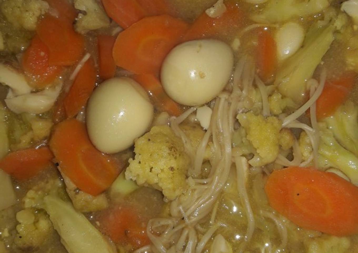 #30 Tumis Sayur Saos Tiram dengan Telur Puyuh dan Jamur