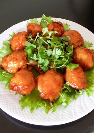 Hình của món Cánh gà chiên sốt giấm đường.