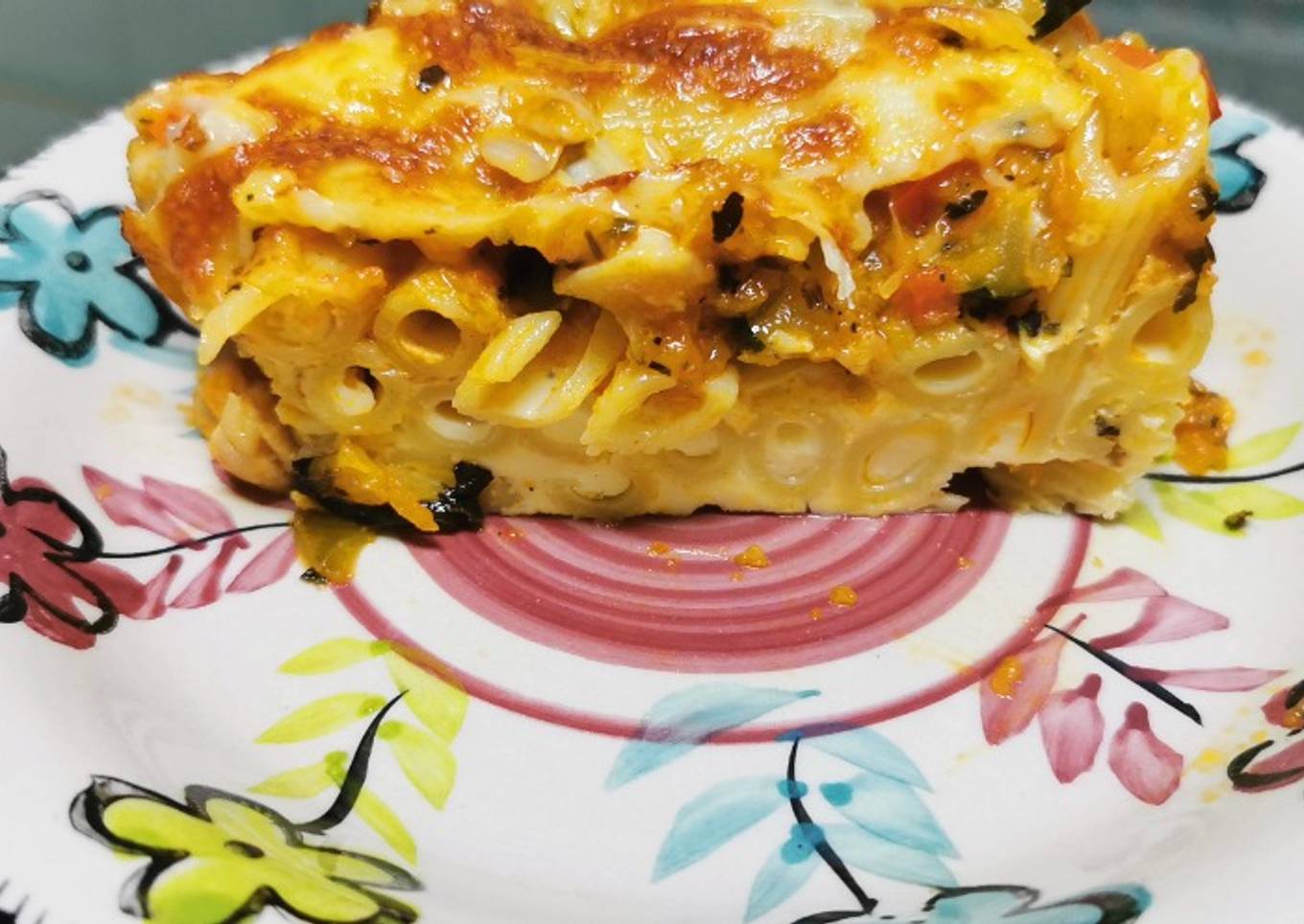 Pastel de macarrones y pollo