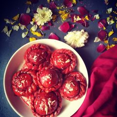 Beetroot Chandrakala Gujiya A picture of Beetroot Chandrakala Gujiya.