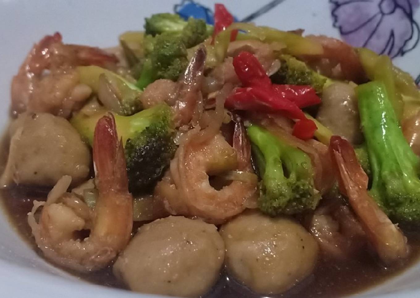 Tumis Brokoli Udang Teriyaki