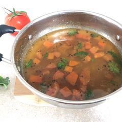 A picture of Rasam without garlic.