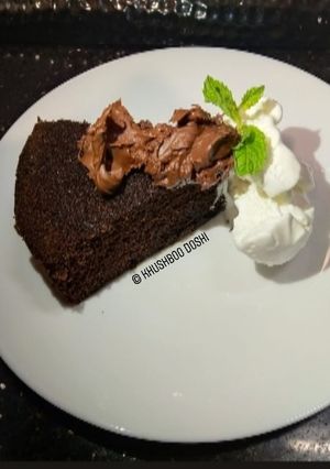 A picture of Easiest choco brownie with vanilla ice cream.
