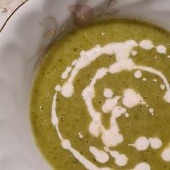 A picture of Parsnip and Kale Soup with Yogurt Sauce.
