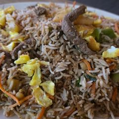 A picture of Beef fried rice.