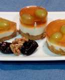 Tarta de queso y chocolate blanco con uvas y gelatina de moscatel