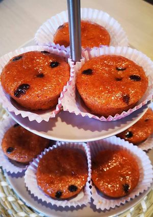 Une photo de Muffins bio orange douce pépites de chocolat et raisins secs