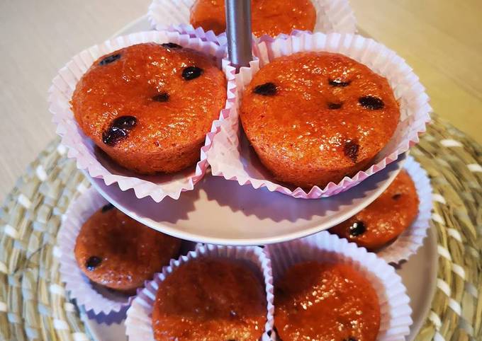 Muffins bio orange douce pépites de chocolat et raisins secs