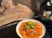 A picture of one pot parmesan garlic pasta
