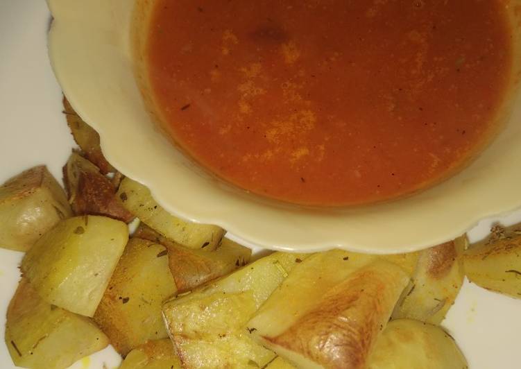 Potato roast with a tomato dip #4weekschallenge