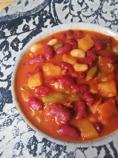 Una foto de Alubias rojas con calabaza