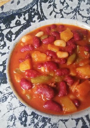 Una foto de Alubias rojas con calabaza