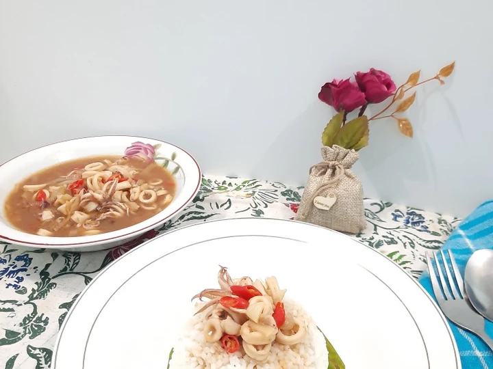 Langkah Mudah untuk Membikin Resep Nasi Cumi Saus Tiram yang Lezat Anti Ribet, Mantap