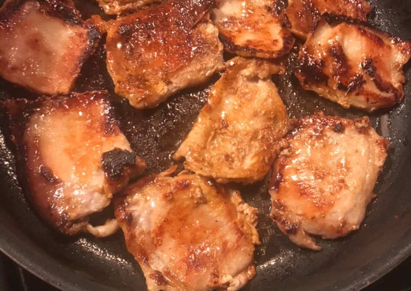 Lean pork in a pan