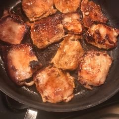 Pan fried thin pork chops A picture of Pan fried thin pork chops.