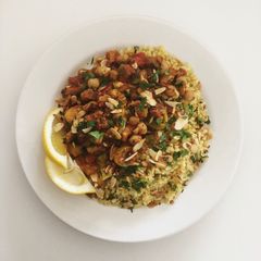 A picture of Moroccan Stew with Bulgur Wheat.