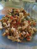 Pechuga de pavo salteada con pisto y arroz integral