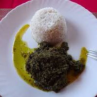 A picture of Ravitoto (cassava leaves with pork).