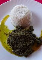 A picture of Ravitoto (cassava leaves with pork).