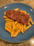 Rose Pasta dengan Crispy Beef Bacon - Korean Style