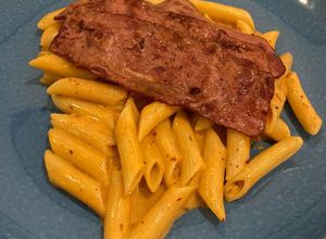 Foto resep Rose Pasta dengan Crispy Beef Bacon - Korean Style