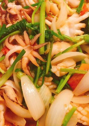Hình của món Mực xào.