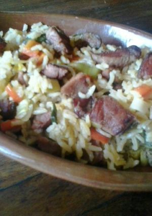 Una foto de Arroz con lapa ahumada