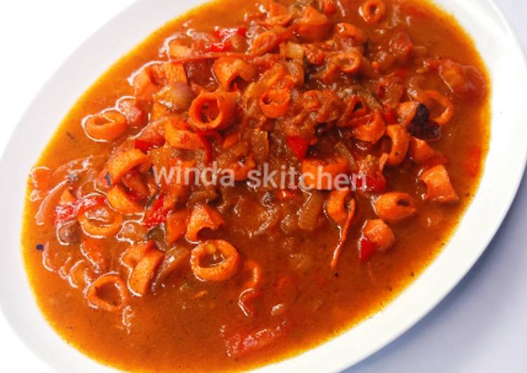 Resep Cumi saus pedas Lezat