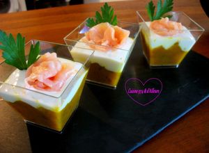 Une photo de Verrine de Velouté de Potimarron au Cumin & au Saumon Fumé