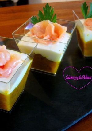 Une photo de Verrine de Velouté de Potimarron au Cumin & au Saumon Fumé