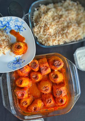 صورة لوصفة بطاطا محشية لحم وخضار