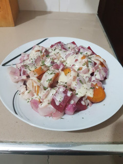 Una foto de Remolacha y zanahoria con salsa bechamel