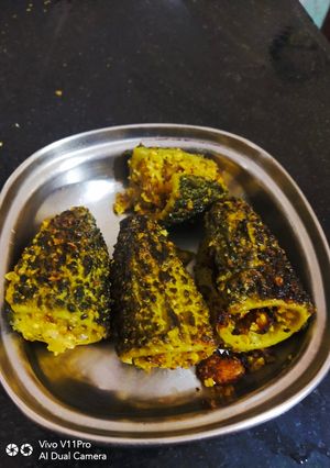 A picture of Bharwa karele.