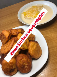 A picture of Akara and custard.