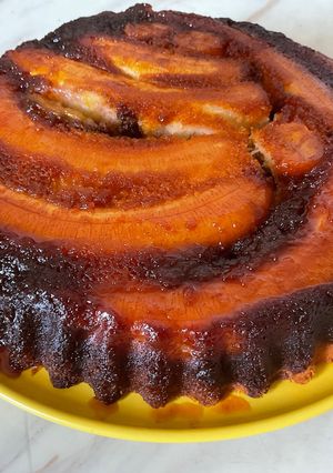Une photo de 🍌Cake 🥮tatin bananes 🍌cacao🍫sans balance