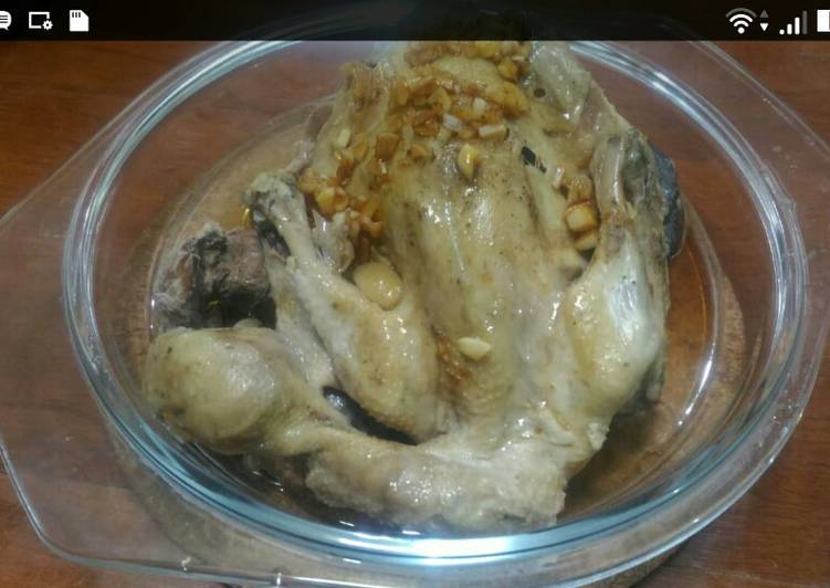 Cara Gampang Membuat Ayam rebus siram bawang putih Anti Gagal