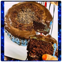 A picture of Dark chocolate ocean cake.