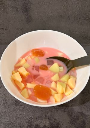 Foto resep Es Campur Buah Kolang Kaling Melon Apel Pear Nata de Coco kental manis